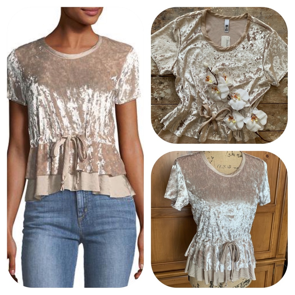 Newman Marcus W by Wilt Velvet Cinch-waist Top